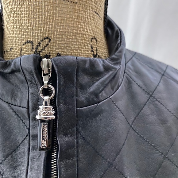 St. John Quilted Leather Zip Up Vest - Picture 2 of 9